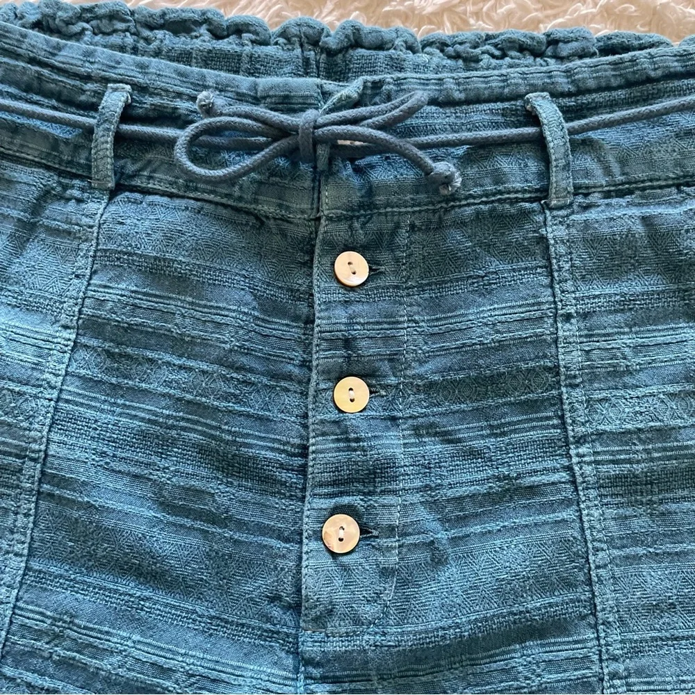 Sundance Teal Blue Textured Pull-On Pants
